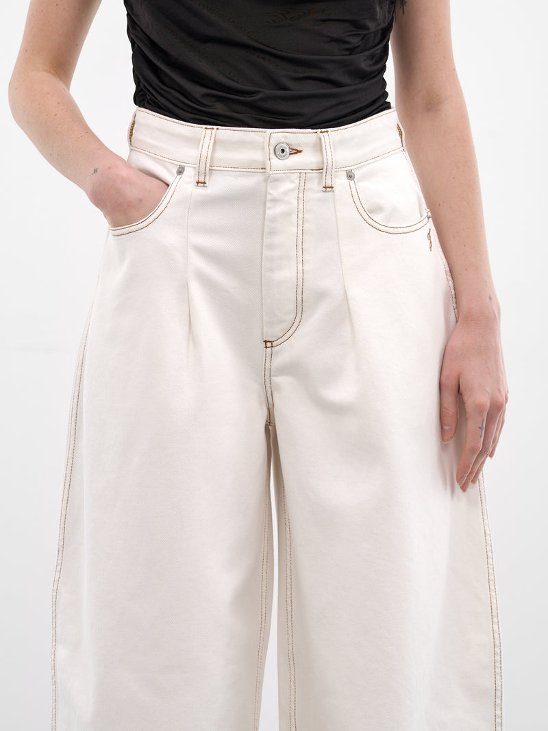 White Ovalo Baggy Denim Jeans (PAW00609AD0040-OFF-WHITE-TABAC)