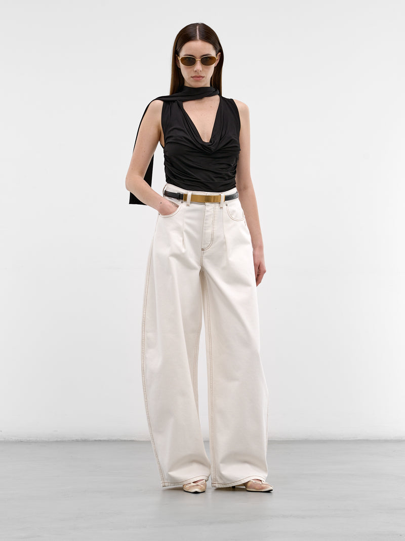 White Ovalo Baggy Denim Jeans (PAW00609AD0040-OFF-WHITE-TABAC)