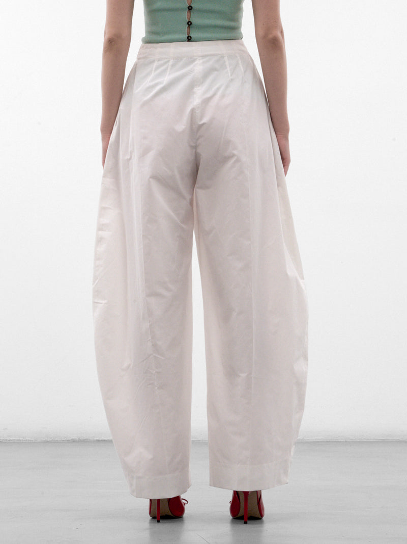 White Cotton Pleated Wide Trousers (PAW00663AW00907-WHITE)