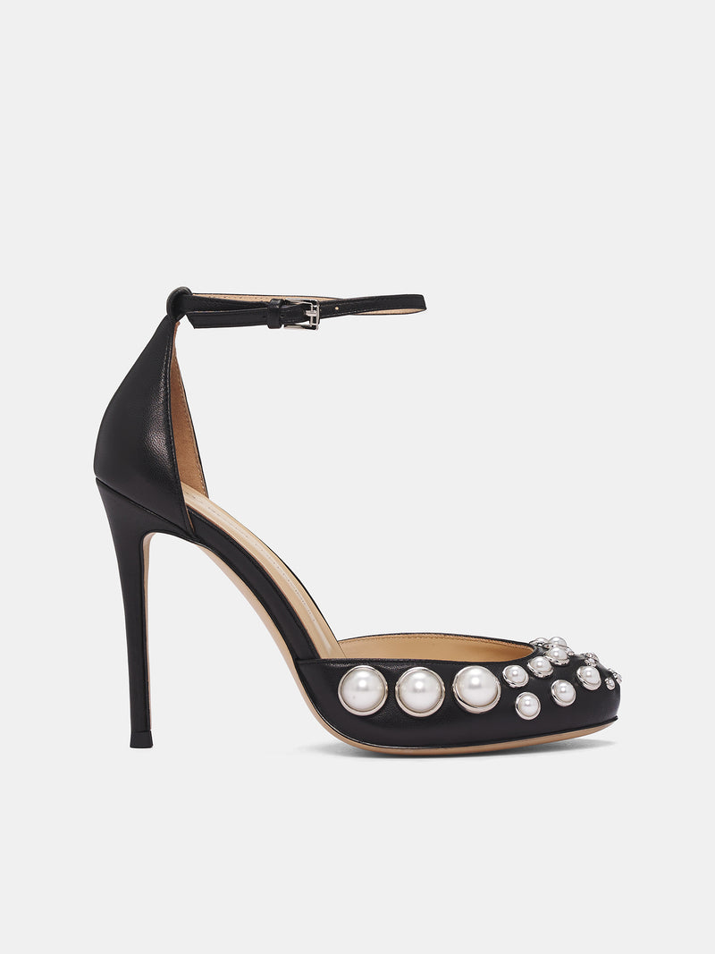NICOLA BROGNANO Black Pearls Heels | H.Lorenzo - side