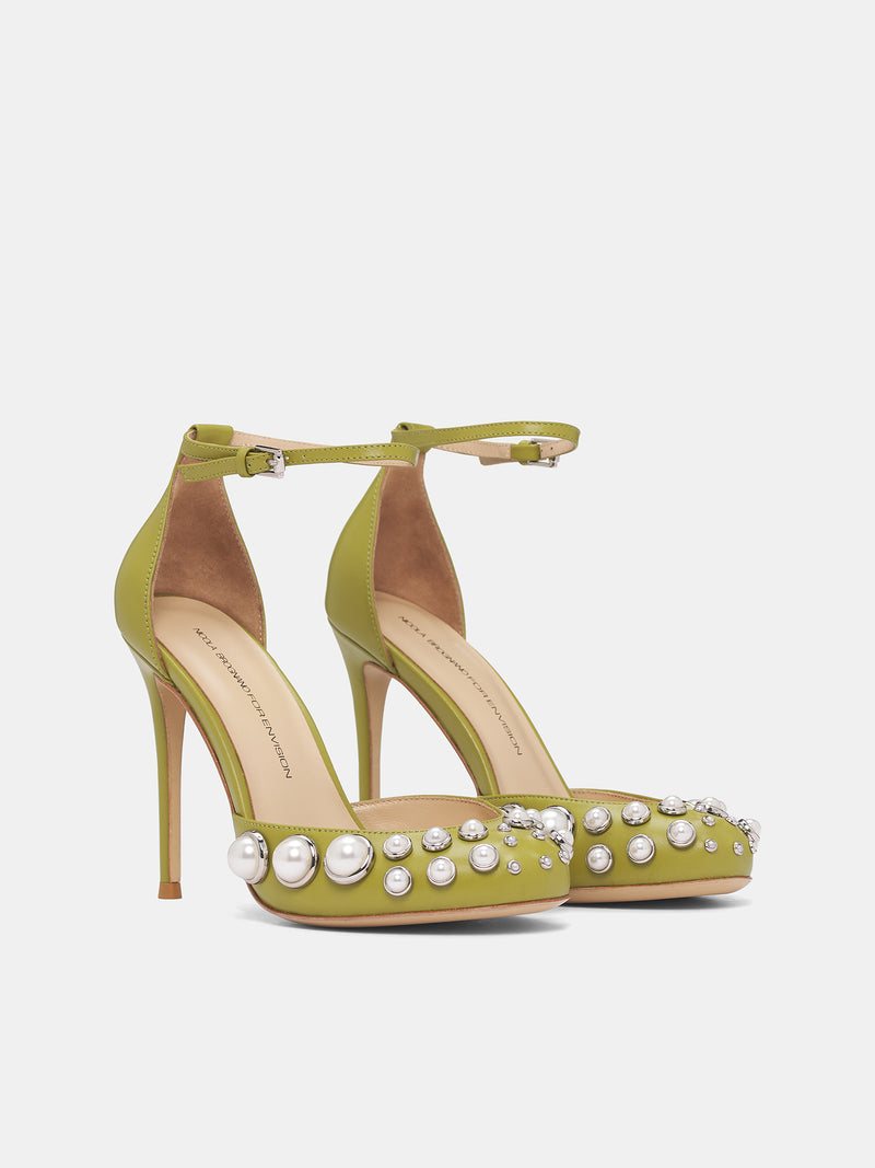 NICOLA BROGNANO Green Pearls Heels | H.Lorenzo - front side