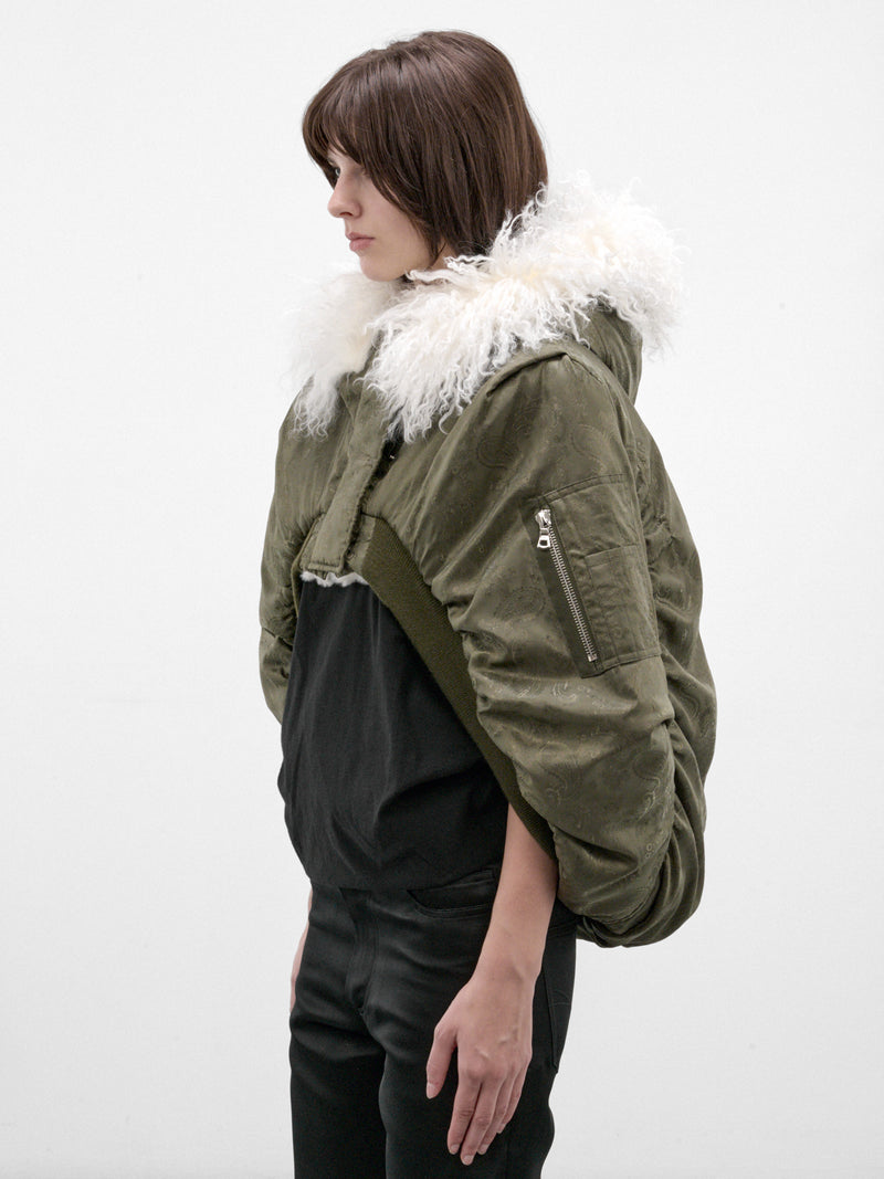 Green Jacquard Bomber Cape (PFAW26OW04-GREEN)