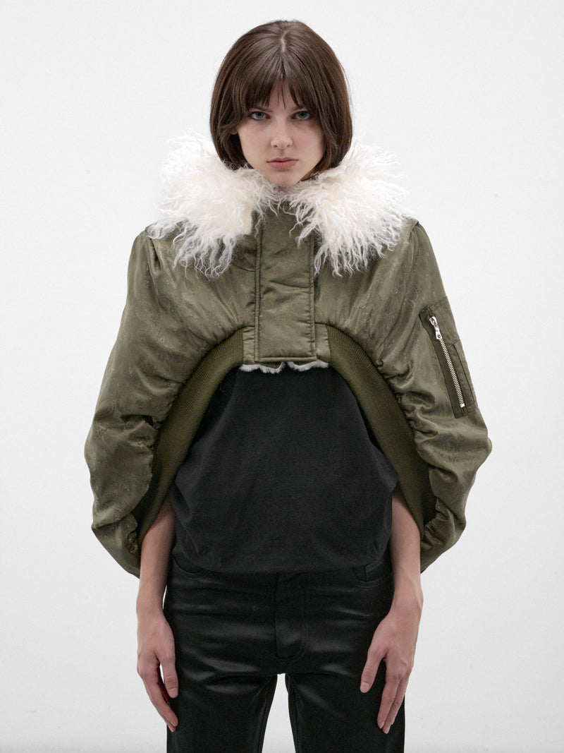 Green Jacquard Bomber Cape (PFAW26OW04-GREEN)