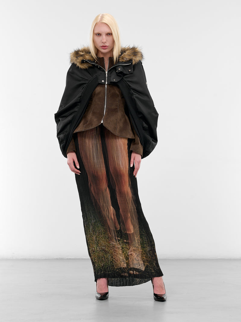 Trompe L'oeil Pleated Maxi Skirt (PFFW25SK01-HOUNDSTOOTH-FAIR)