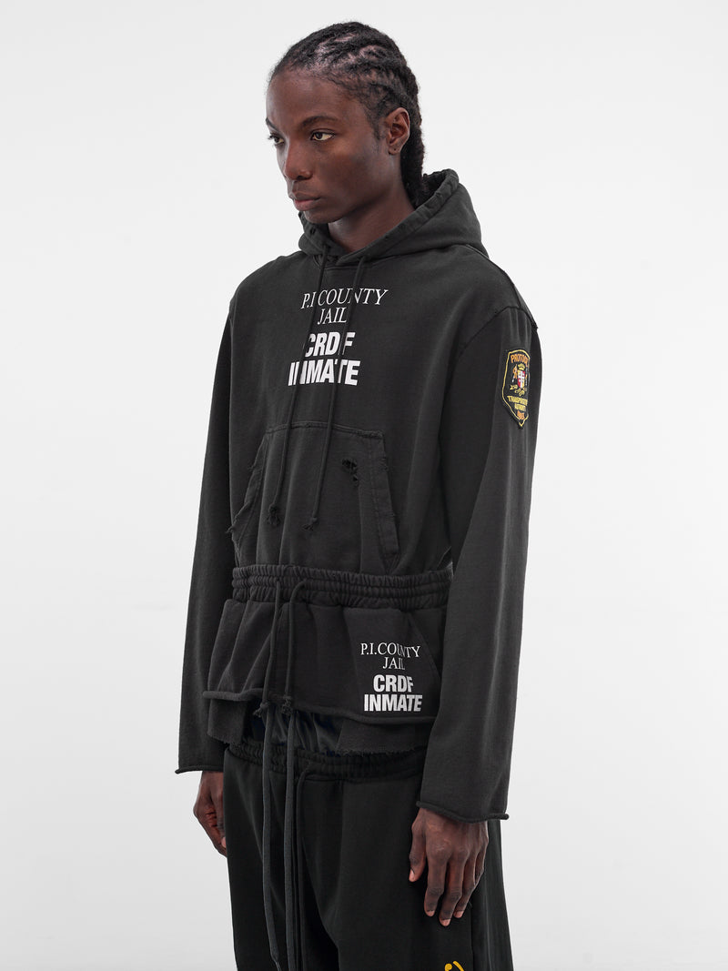 Black Deconstructed Hybrid Sweatpants Hoodie (PI26SSMH04-BLACK)