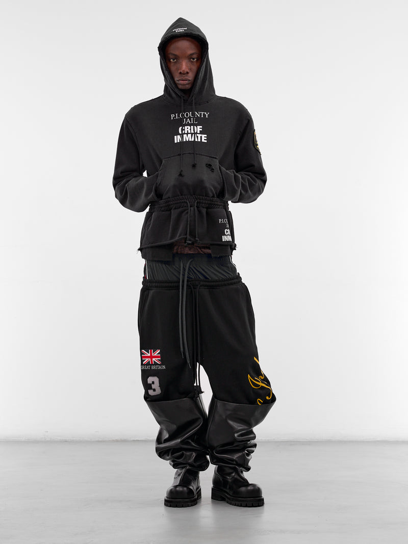 Black Deconstructed Hybrid Sweatpants Hoodie (PI26SSMH04-BLACK)