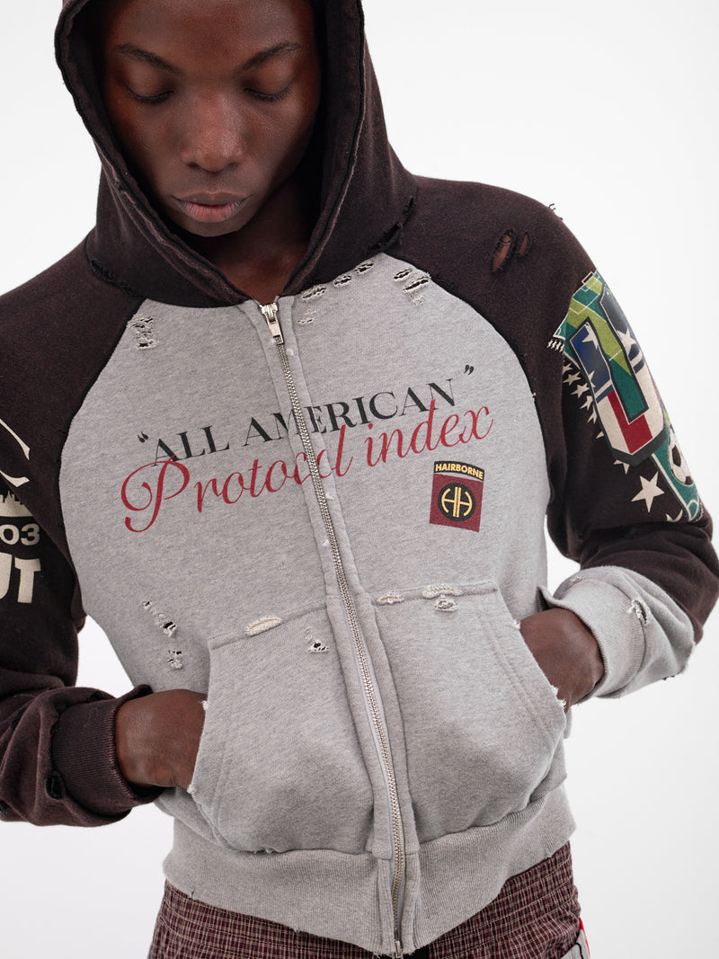 Cropped Slim Reconstructed Zip Hoodie (PI26SSMH06-BLACK)