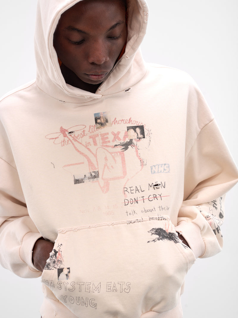 Ivory Hand-Drawn Cropped Hoodie (PI26SSMH07-IVORY)