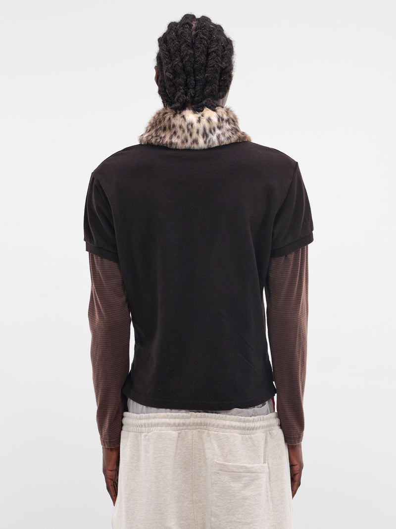 Black Layered Fur Collar Polo (PI26SSMT01-BLACK)