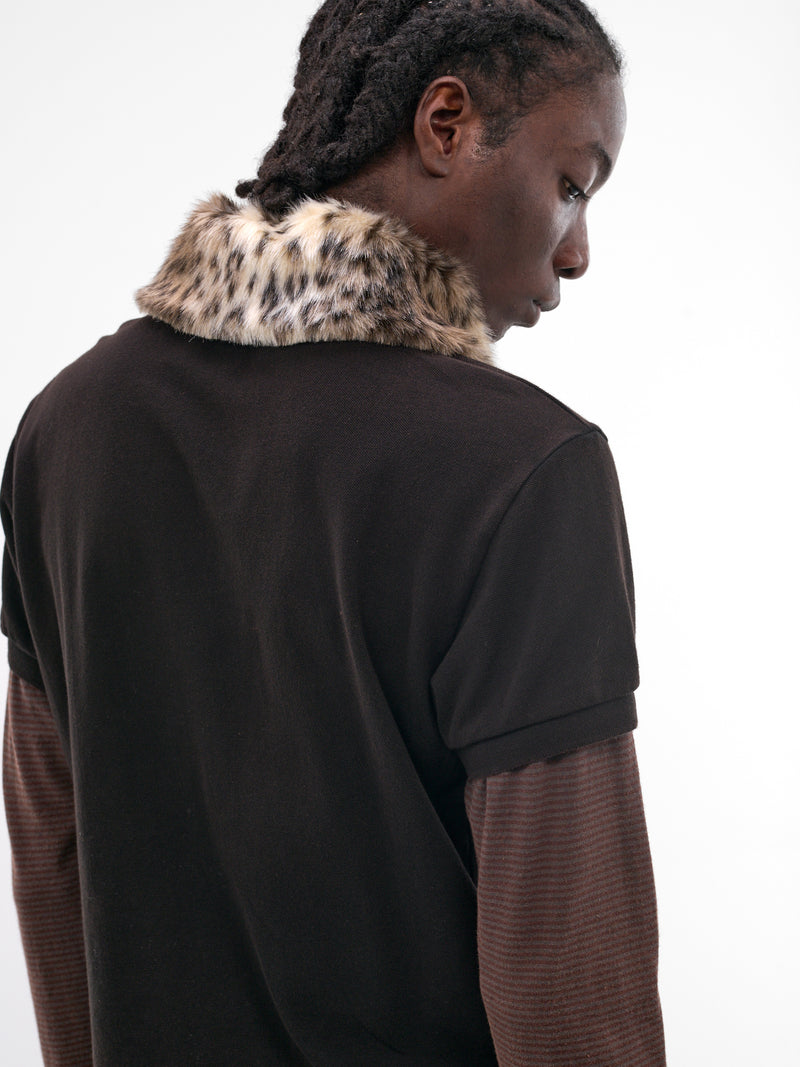 Black Layered Fur Collar Polo (PI26SSMT01-BLACK)