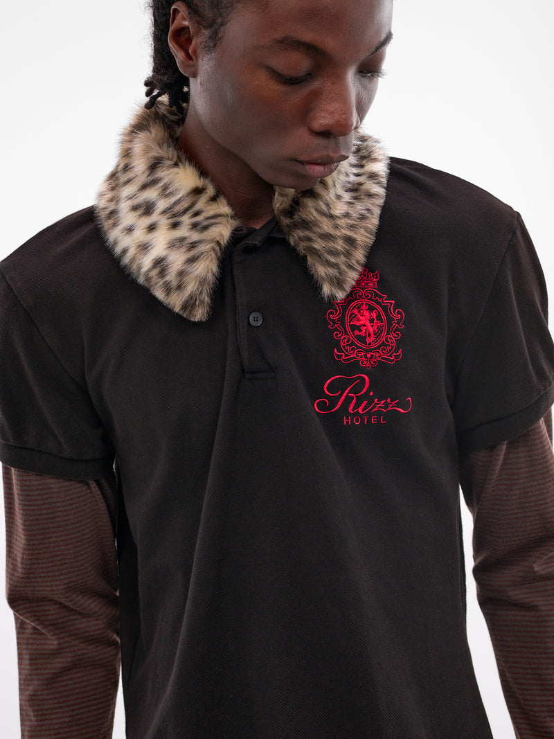Black Layered Fur Collar Polo (PI26SSMT01-BLACK)