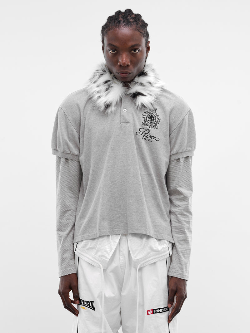 Gray Layered Fur Collar Polo (PI26SSMT01-GREY)
