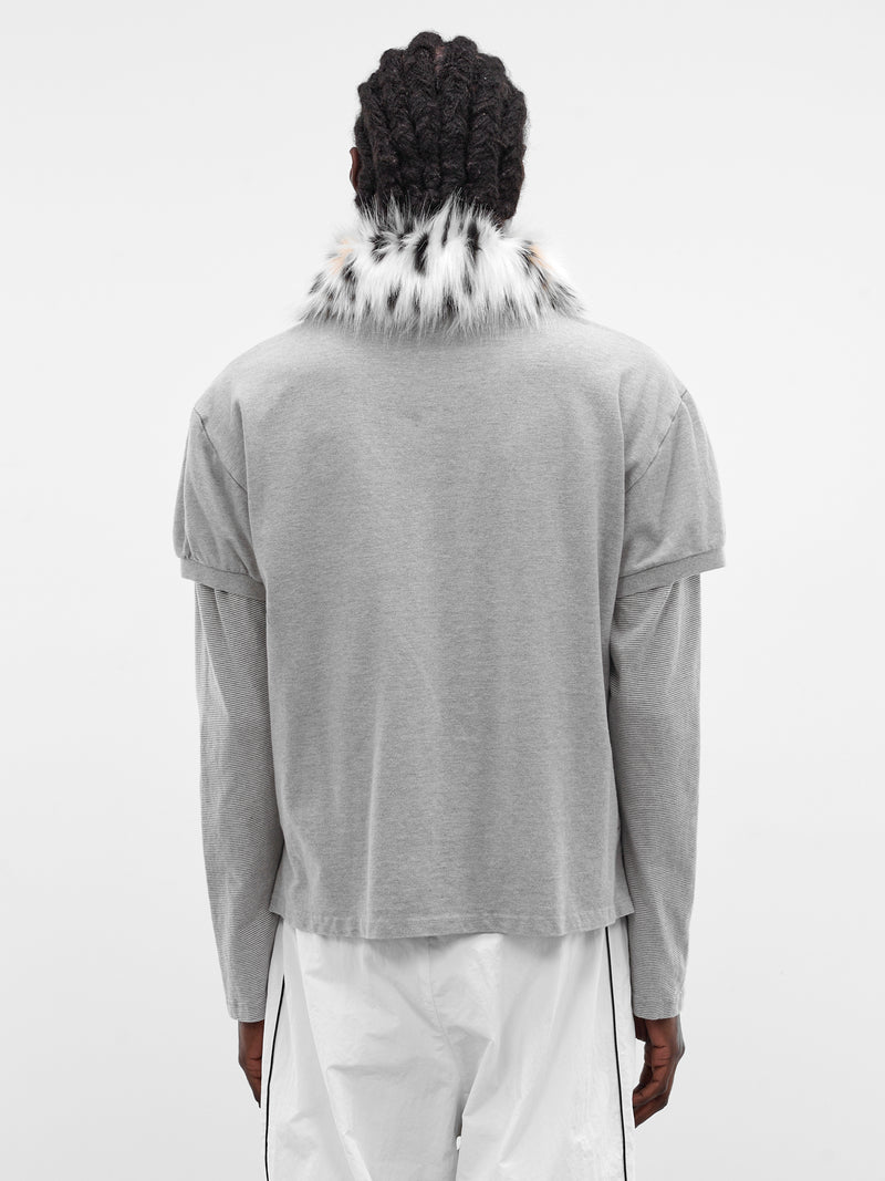 Gray Layered Fur Collar Polo (PI26SSMT01-GREY)