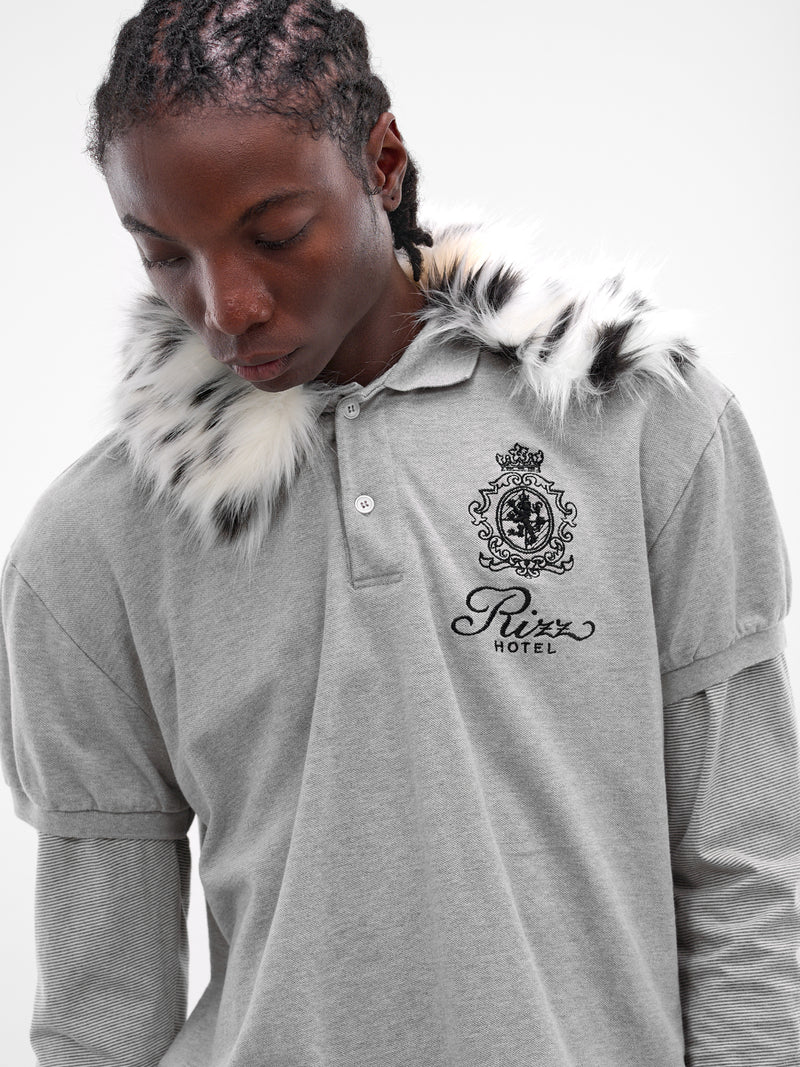 Gray Layered Fur Collar Polo (PI26SSMT01-GREY)