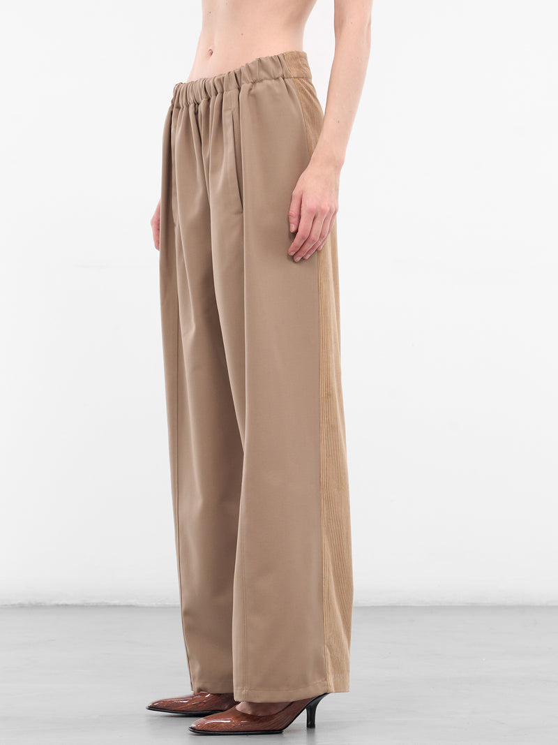 Pifty Beige Corduroy Paneled Trousers (PIFTY-BEIGE)