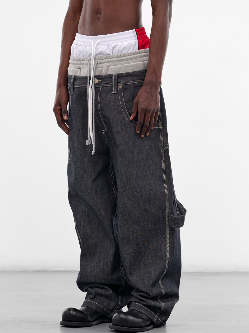 Triple Layered Denim Trousers (PIS26SSMB07-INDIGO-BLUE)