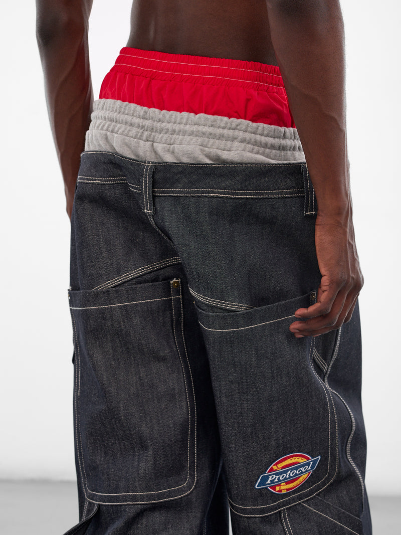 Triple Layered Denim Trousers (PIS26SSMB07-INDIGO-BLUE)