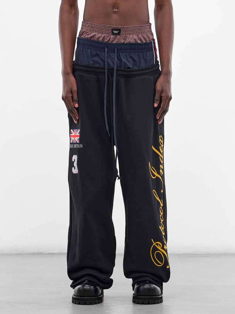 Black Triple Layered Deconstructed Sweatpants (PIS26SSMB08-BLACK)