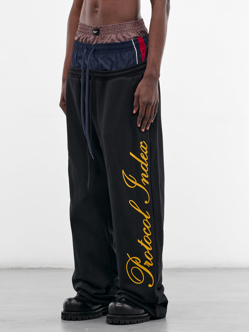 Black Triple Layered Deconstructed Sweatpants (PIS26SSMB08-BLACK)