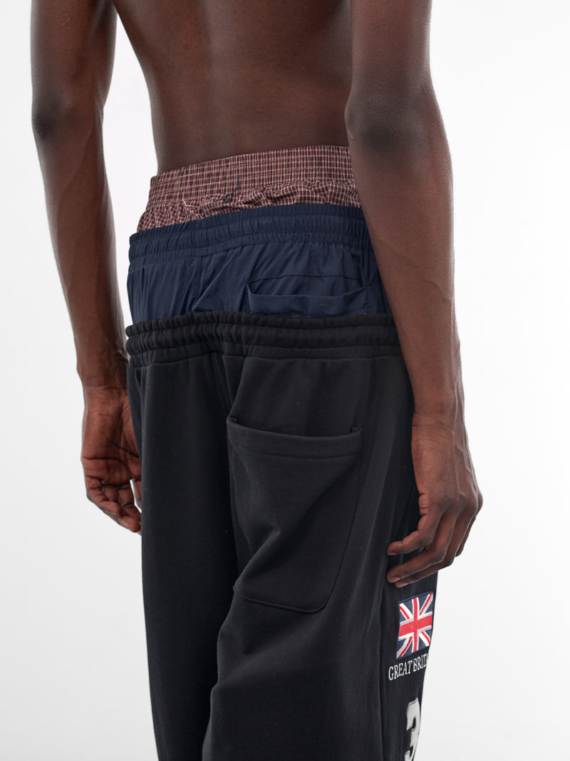 Black Triple Layered Deconstructed Sweatpants (PIS26SSMB08-BLACK)