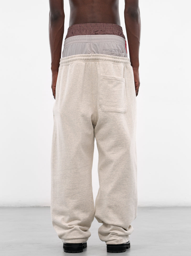 Gray Triple Layered Deconstructed Sweatpants (PIS26SSMB08-WHITE-MELANGE)