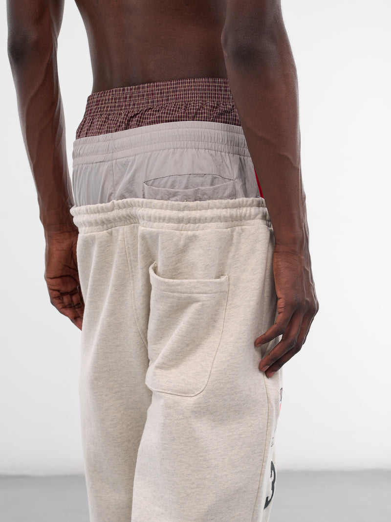 Gray Triple Layered Deconstructed Sweatpants (PIS26SSMB08-WHITE-MELANGE)