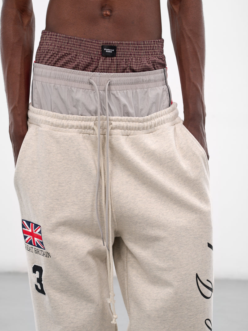 Gray Triple Layered Deconstructed Sweatpants (PIS26SSMB08-WHITE-MELANGE)
