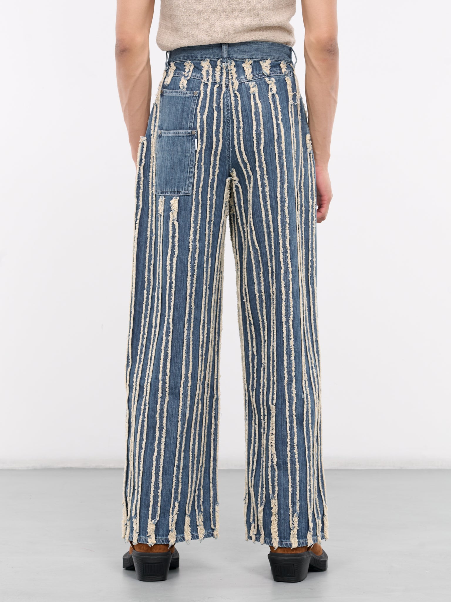Fringed Loose Denim Jeans (PJ001V2-MEDIUM-BLUE)