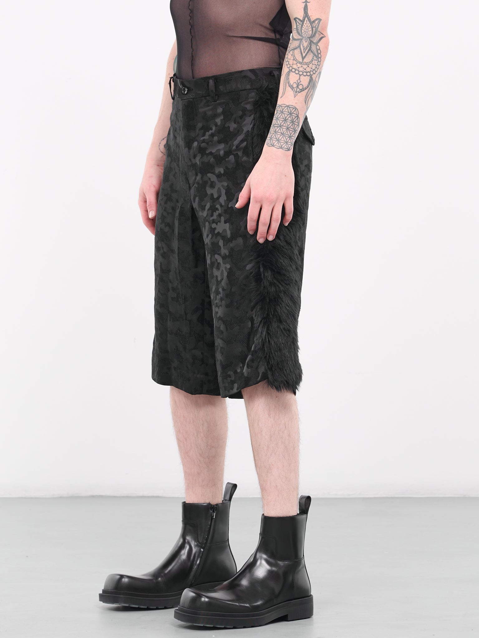 Camo Fur Shorts (PL-P028-051-BLACK)