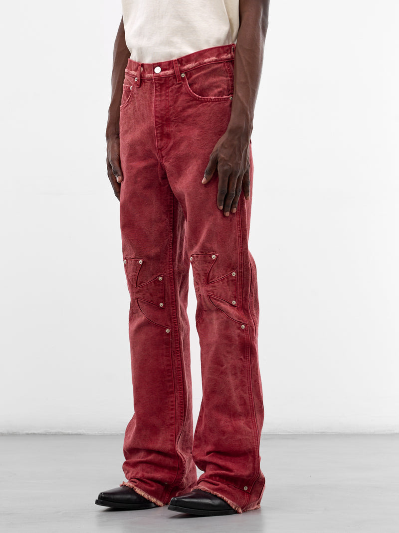 Red Distressed Chopper Carpenter Pants (PNT01-RED)