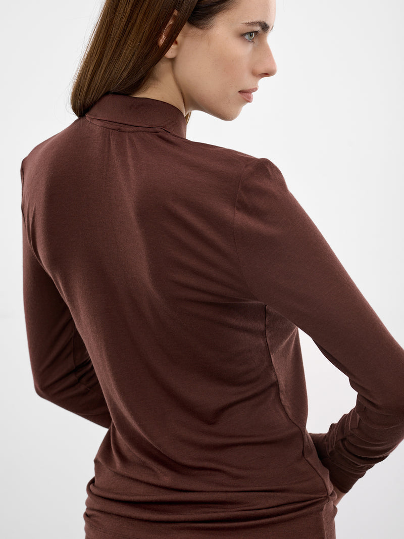 Long Sleeve Tencel-Wool Polo (PO01241-SADDLEWOOD)