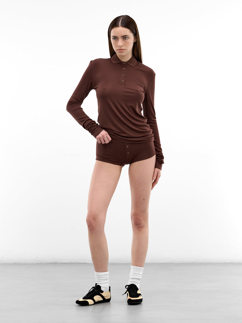 Long Sleeve Tencel-Wool Polo (PO01241-SADDLEWOOD)