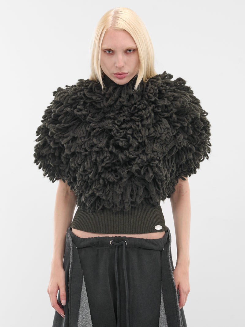 Black Sleeveless Loose-Stitch Sweater (PO023-K009-38-DARK-KHAKI)