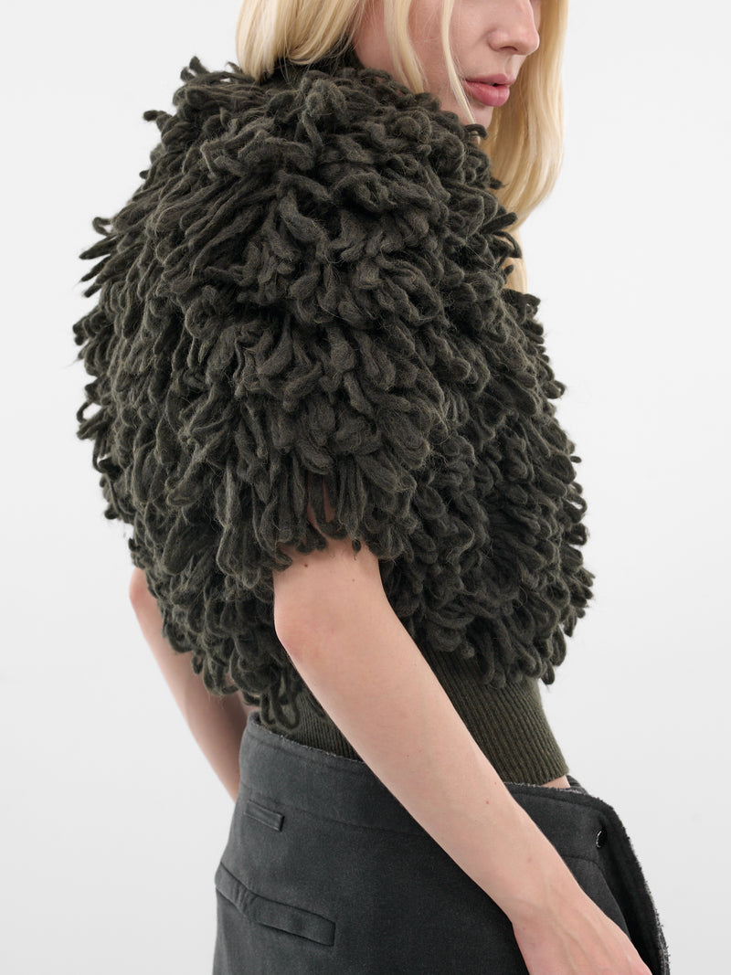 Black Sleeveless Loose-Stitch Sweater (PO023-K009-38-DARK-KHAKI)