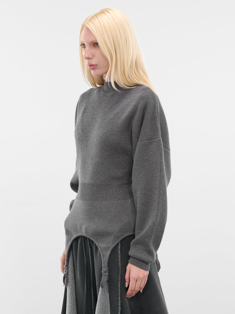 Gray Wool Garter Sweater (PO032-K016-07-MIDDLE-GREY)