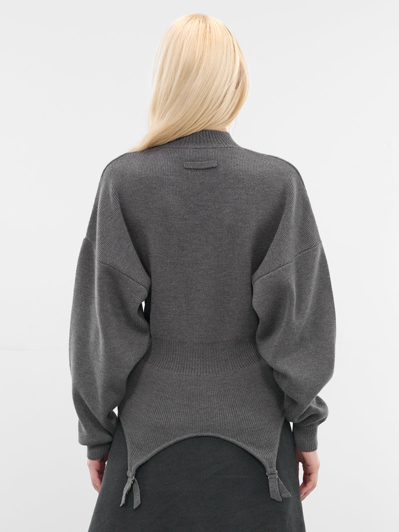 Gray Wool Garter Sweater (PO032-K016-07-MIDDLE-GREY)