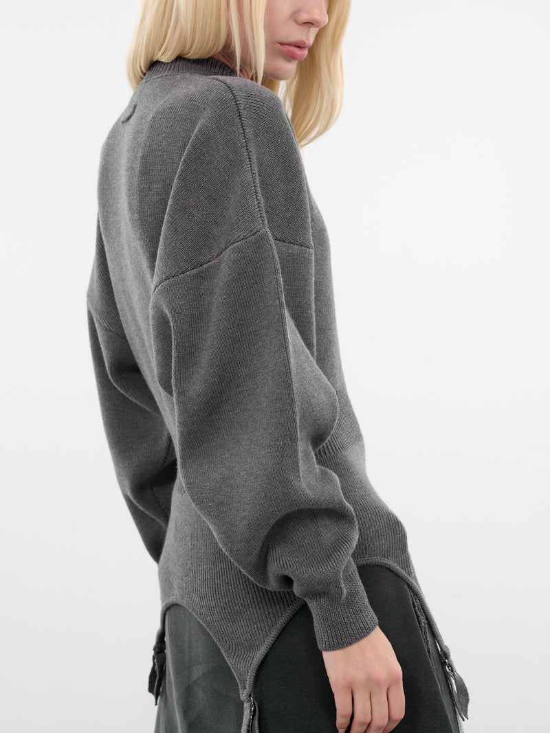 Gray Wool Garter Sweater (PO032-K016-07-MIDDLE-GREY)