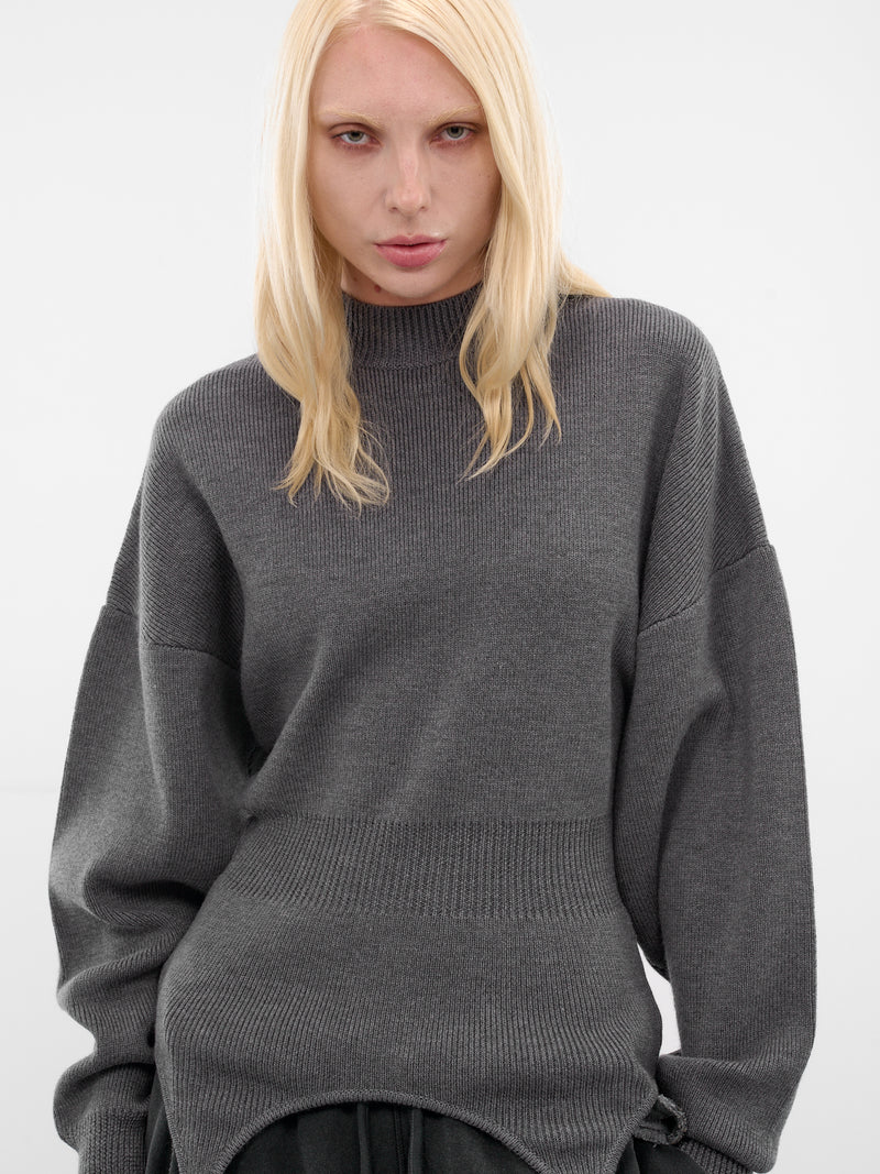 Gray Wool Garter Sweater (PO032-K016-07-MIDDLE-GREY)