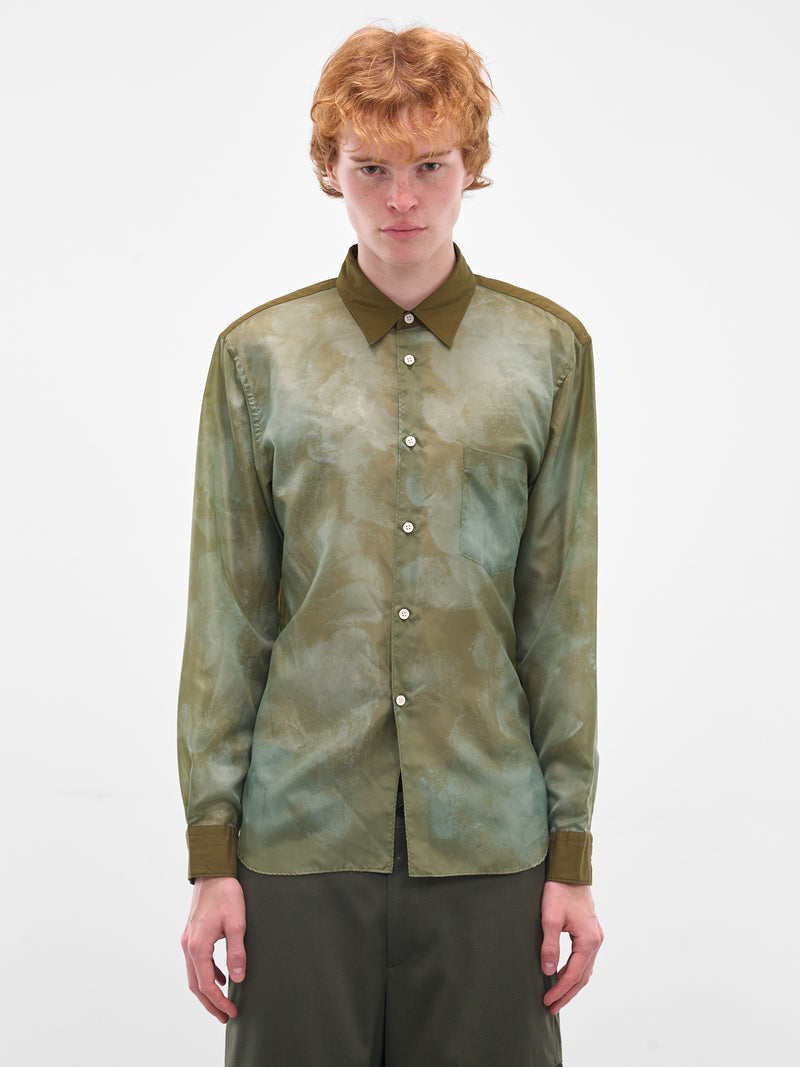 Green Abstract Button-Up Shirt (PP-B011-051-1-KHAKI)