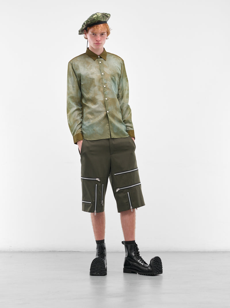 Green Abstract Button-Up Shirt (PP-B011-051-1-KHAKI)
