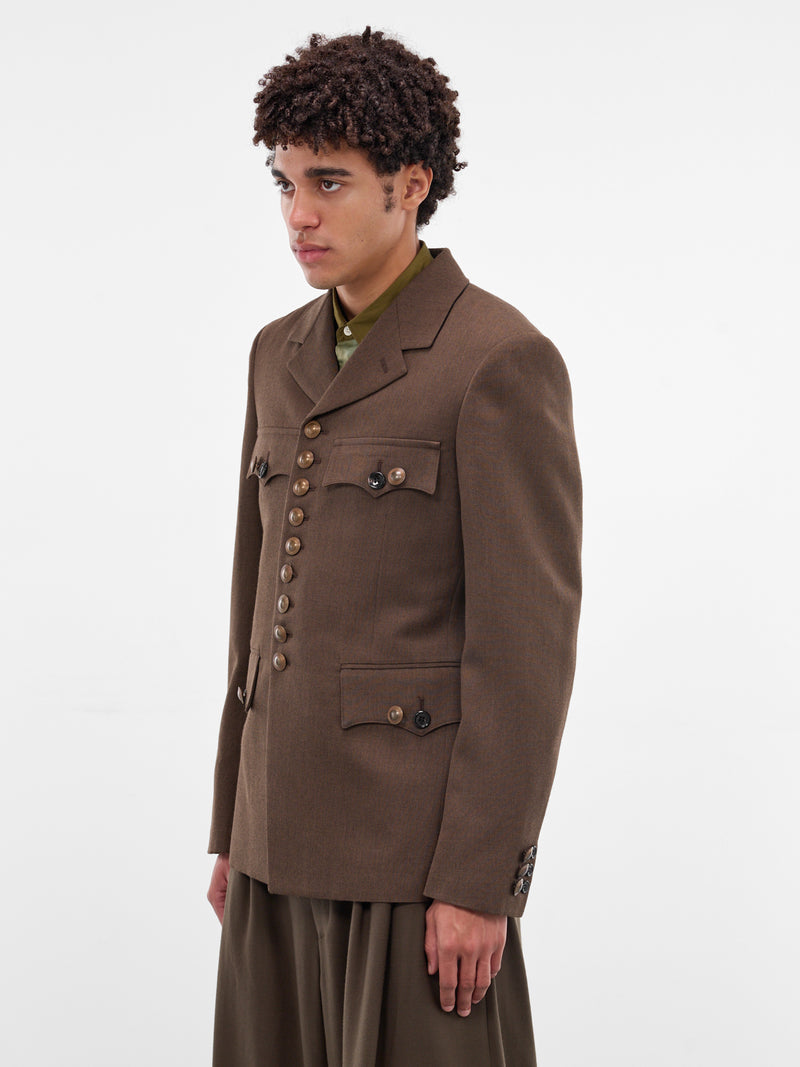 Brown Military Cut Wool Blazer (PP-J004-W25-TOP-BROWN)