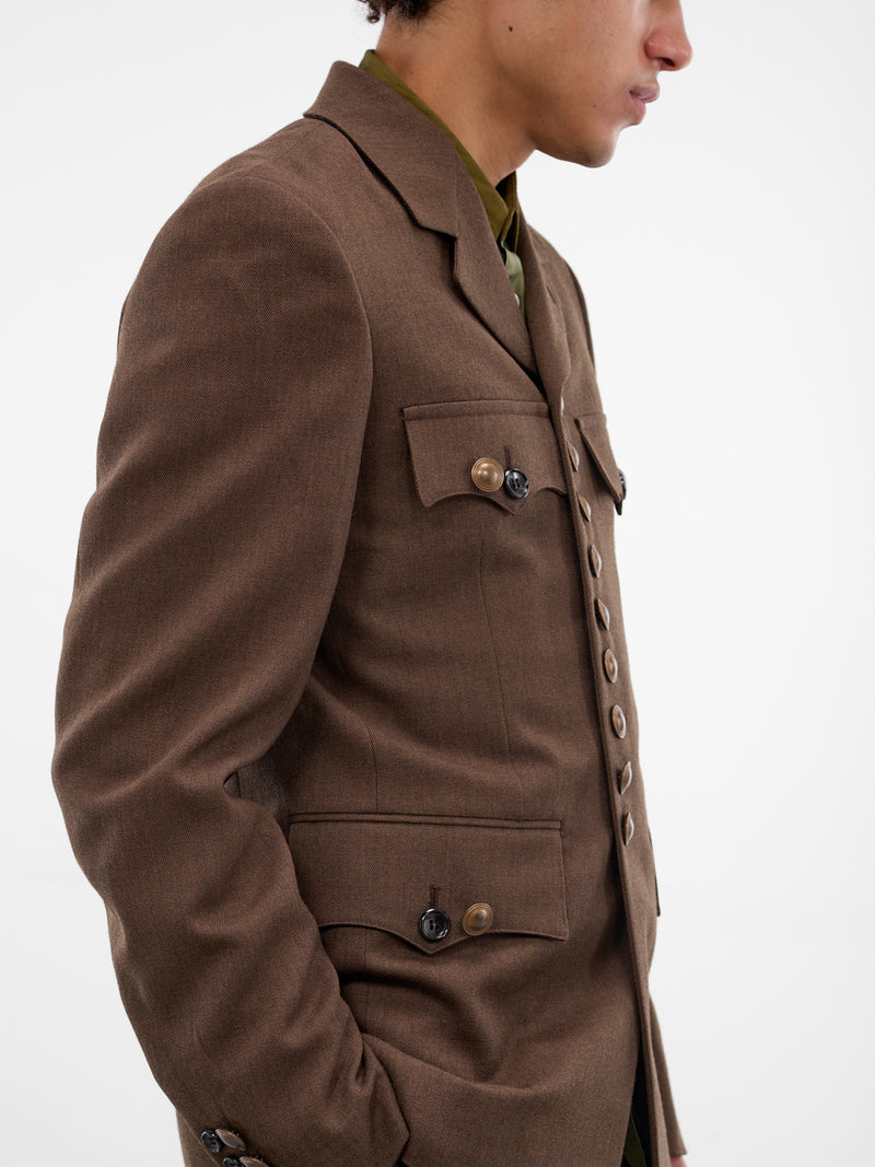 Brown Military Cut Wool Blazer (PP-J004-W25-TOP-BROWN)