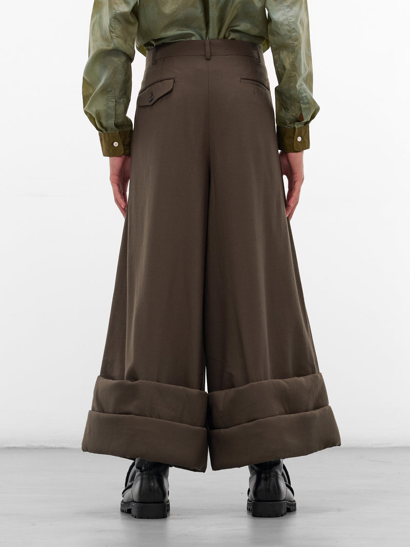 Wool Wide Leg Cuffed Trousers (PP-P005-W25-KHAKI)