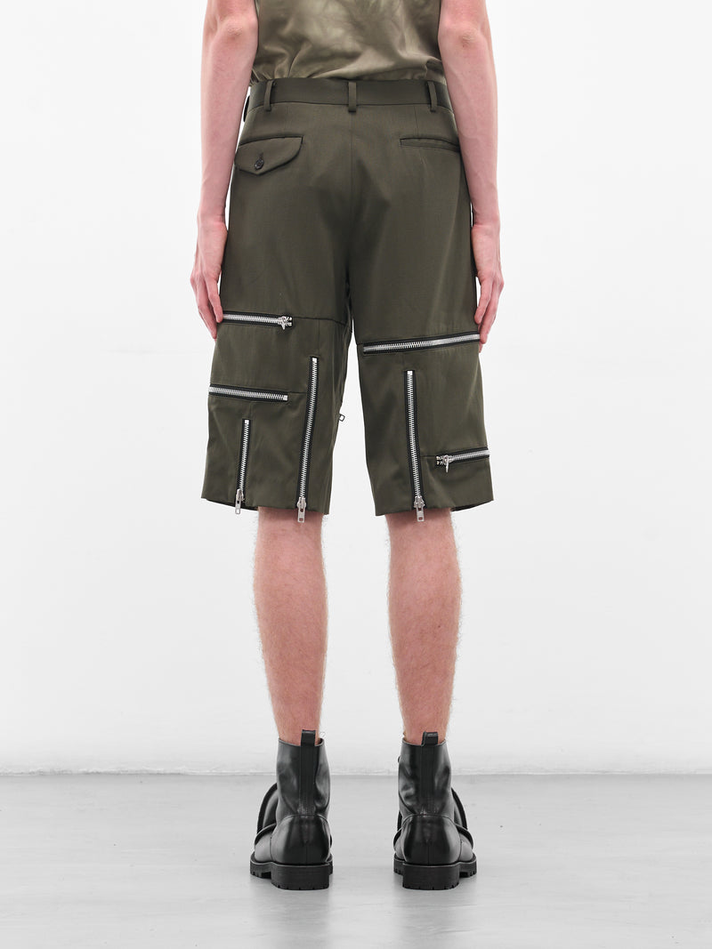 Green Zip Detail Shorts (PP-P008-051-1-KHAKI)