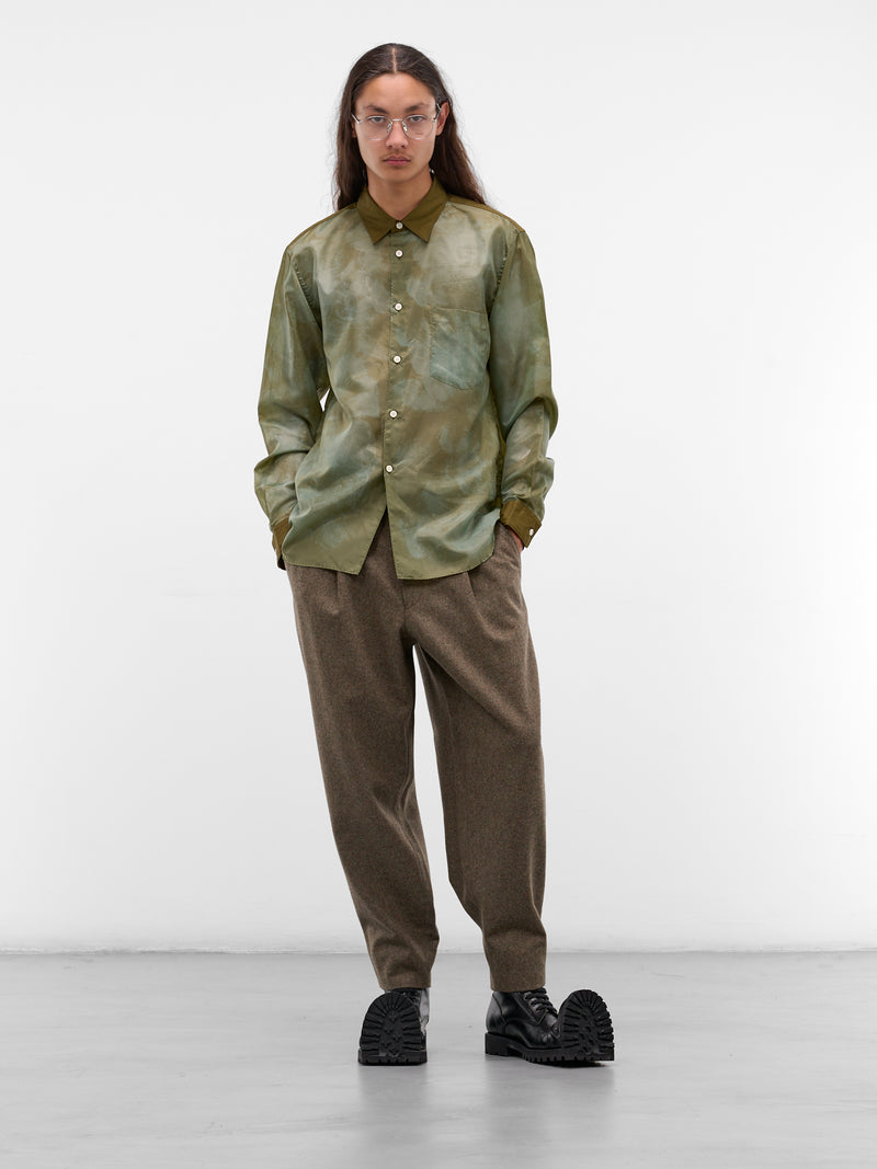 Khaki Wool Gabardine Pleated Trousers (PP-P032-W25-KHAKI)