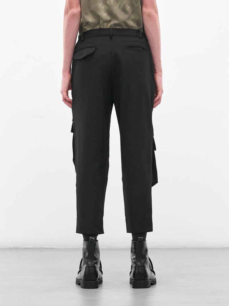 Black Cargo Pocket Cropped Trousers (PP-P043-051-1-BLACK)