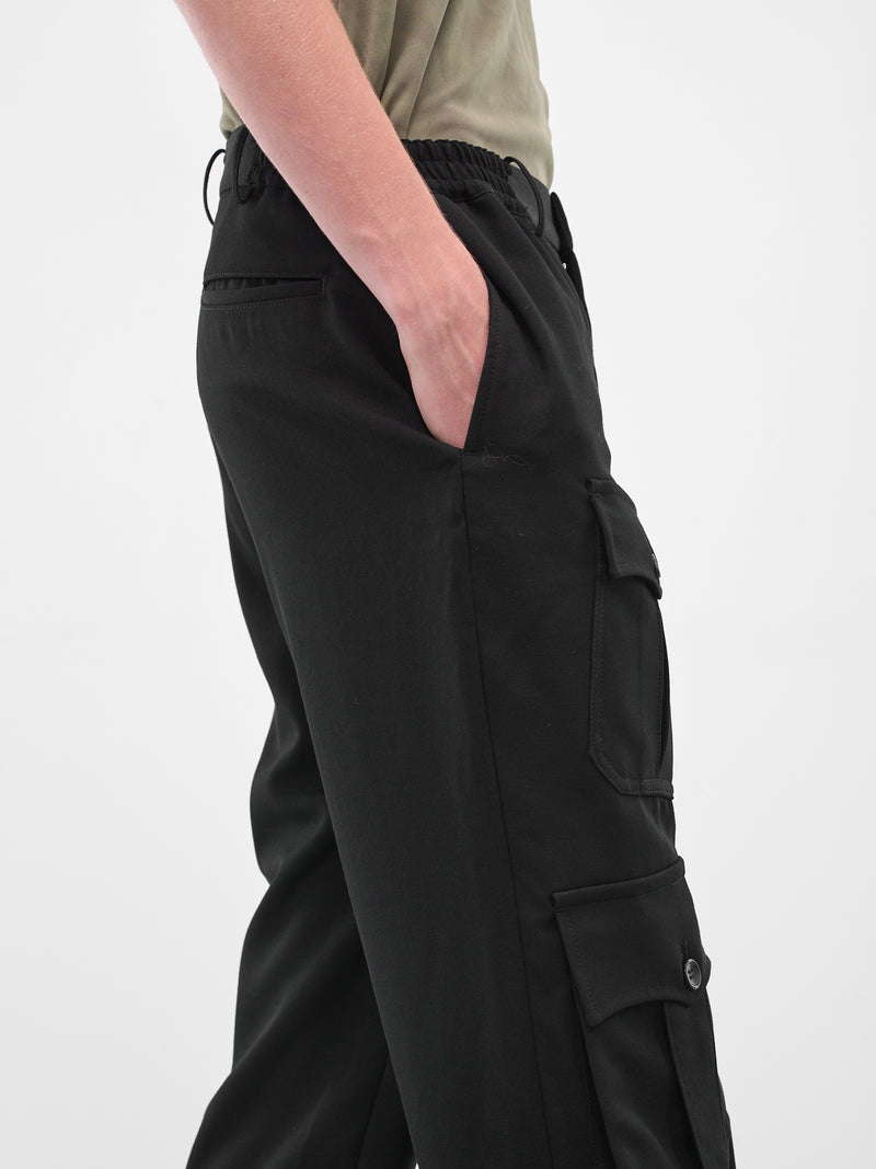 Black Cargo Pocket Cropped Trousers (PP-P043-051-1-BLACK)