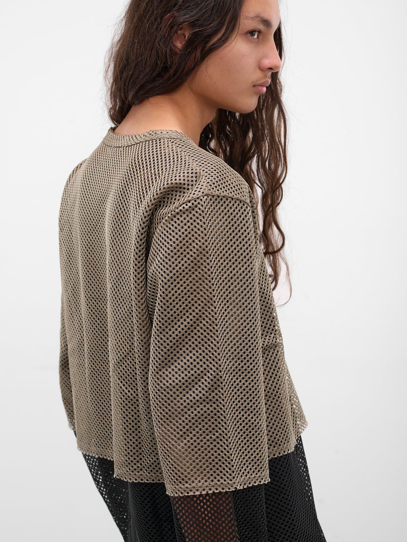 Khaki Layered Mesh Long Sleeve (PP-T019-W25-BLACK-KHAKI)
