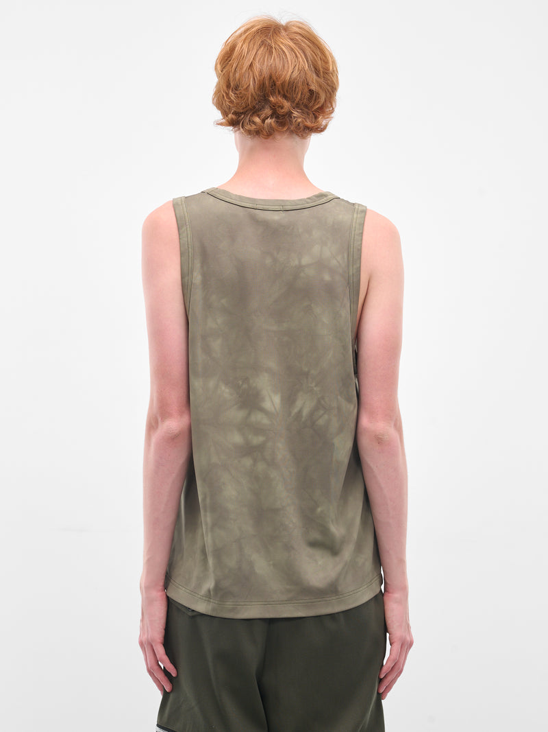 Green Abstract Print Tank Top (PP-T027-051-1-KHAKI)