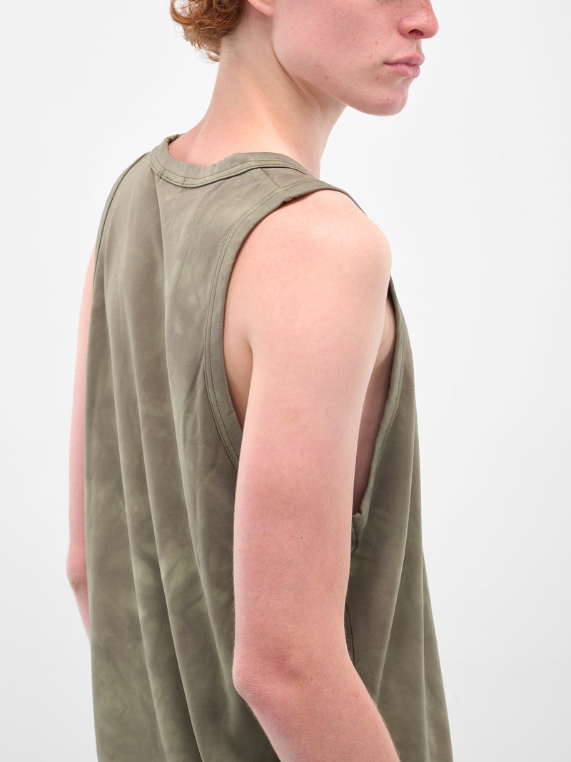 Green Abstract Print Tank Top (PP-T027-051-1-KHAKI)